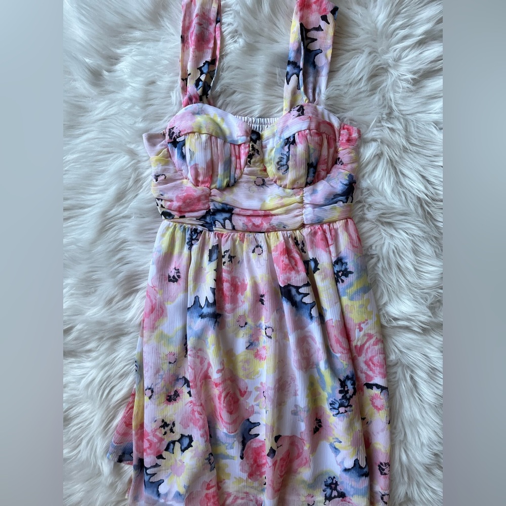 Pink and blue floral dress